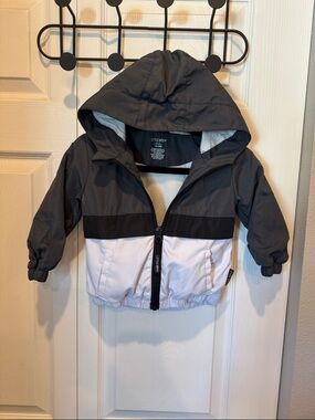 Little Bipsy Hooded Colorblock Raincoat - Black & White